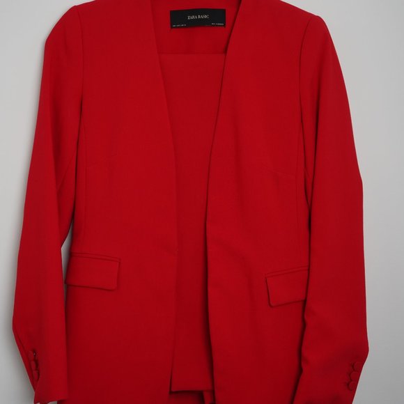 Zara Jackets & Coats Zara Red Pants And Blazer Suit Poshmark